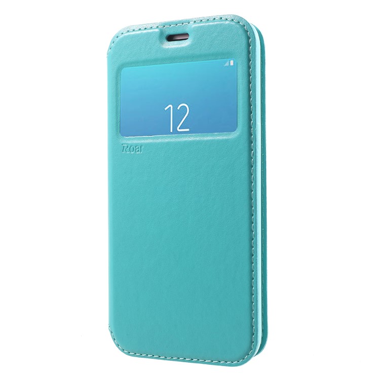 ROAR View Window Noble Leather Flip Card Holder Cover for Samsung Galaxy J2 Pro 2018 - Cyan-3