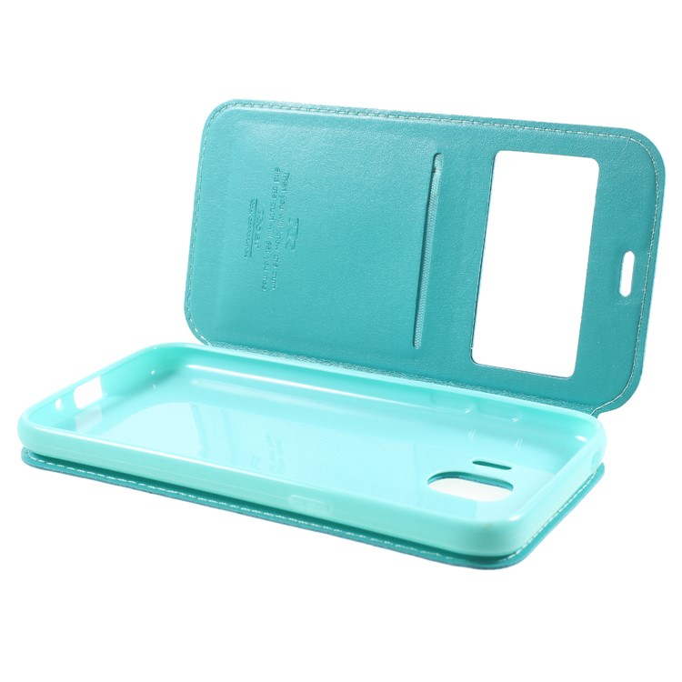 ROAR View Window Noble Leather Flip Card Holder Cover for Samsung Galaxy J2 Pro 2018 - Cyan-6