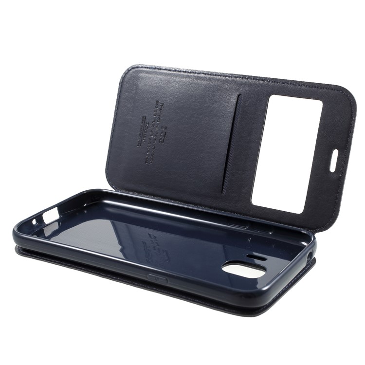 ROAR View Window Noble Leather Flip Stand Mobile Case for Samsung Galaxy J2 Pro 2018 - Dark Blue-6