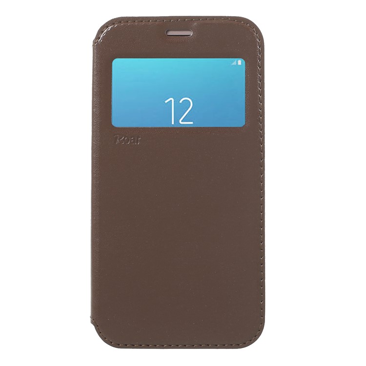 ROAR View Window Noble Leather Stand Cell Phone Cover for Samsung Galaxy J2 Pro 2018 - Brown-1