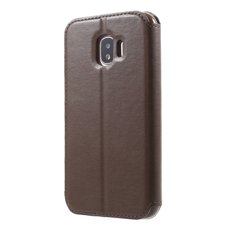 ROAR View Window Noble Leather Stand Cell Phone Cover for Samsung Galaxy J2 Pro 2018 - Brown-2
