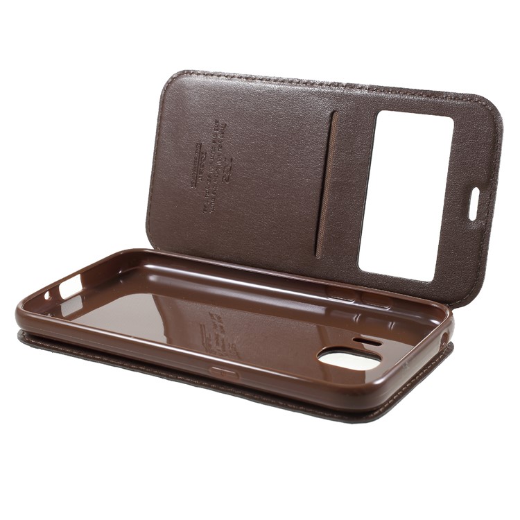 ROAR View Window Noble Leather Stand Cell Phone Cover for Samsung Galaxy J2 Pro 2018 - Brown-6