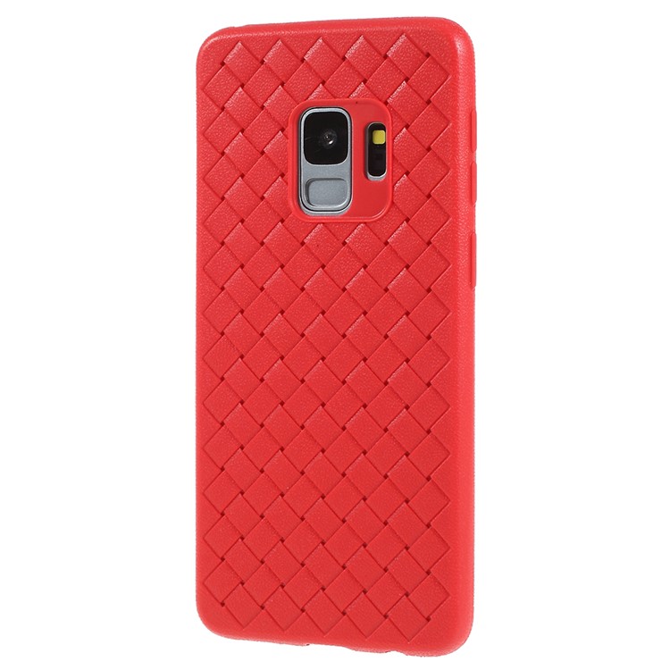 Woven Pattern Flexible TPU Back Phone Cover for Samsung Galaxy S9 SM-G960 - Red-2