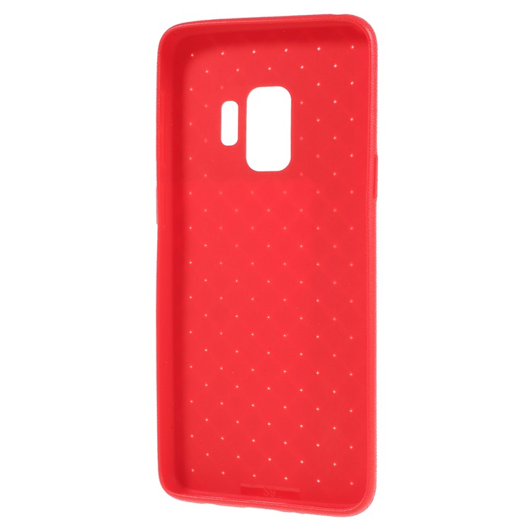 Woven Pattern Flexible TPU Back Phone Cover for Samsung Galaxy S9 SM-G960 - Red-4