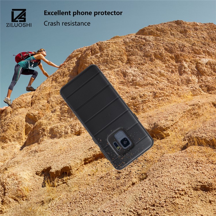 Anti-slip TPU+PC Hybrid Case with Kickstand for Samsung Galaxy S9 G960 - Black-5