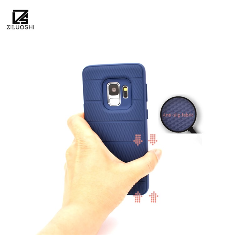 Anti-slip TPU+PC Hybrid Mobile Casing with Kickstand for Samsung Galaxy S9 G960 - Blue-5