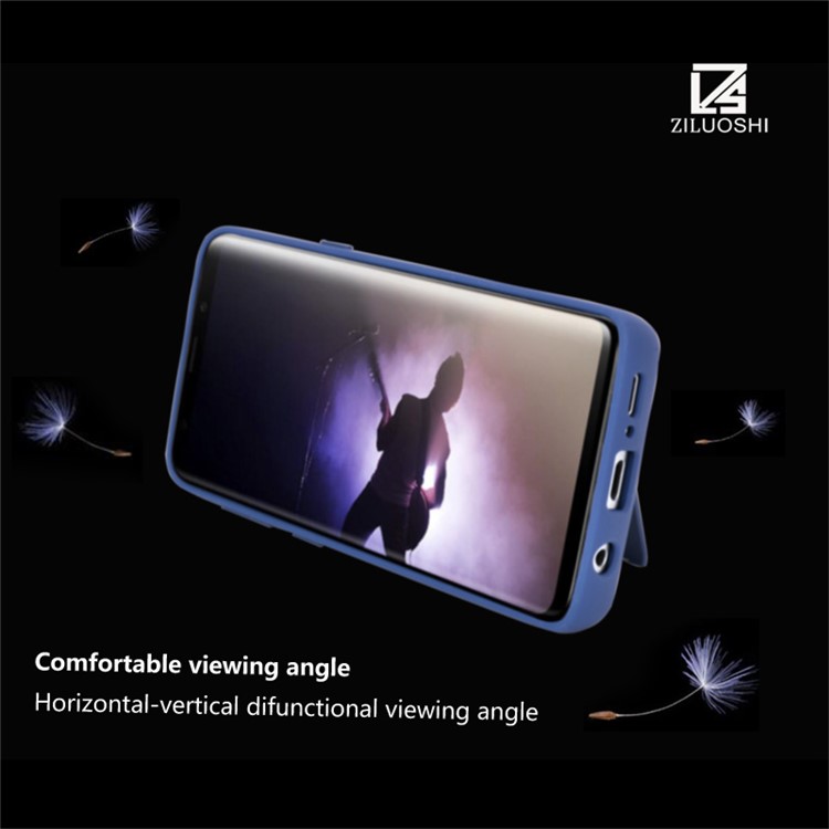 Anti-slip TPU+PC Hybrid Mobile Casing with Kickstand for Samsung Galaxy S9 G960 - Blue-7