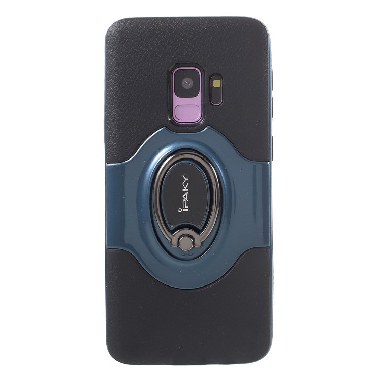 IPAKY PC + TPU Hybrid Case Shell with Ring Holder Stand for Samsung Galaxy S9 G960 - Blue-3