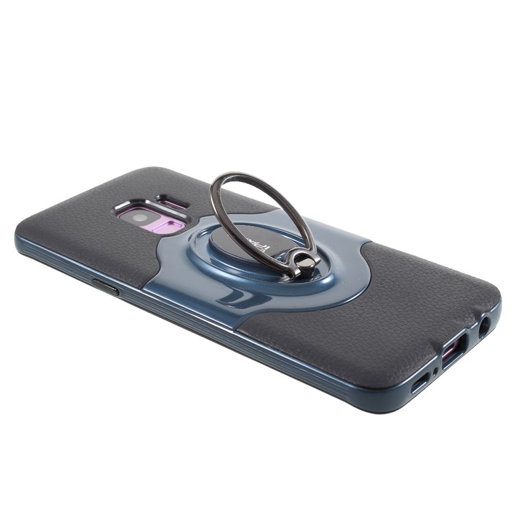 IPAKY PC + TPU Hybrid Case Shell with Ring Holder Stand for Samsung Galaxy S9 G960 - Blue-6