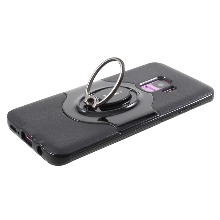 IPAKY PC + TPU Hybrid Protective Cover with Ring Holder Stand for Samsung Galaxy S9 G960 - Black-6