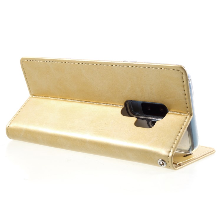 MERCURY GOOSPERY Blue Moon Leather Wallet Flip Casing for Samsung Galaxy S9 Plus G965 - Gold-5