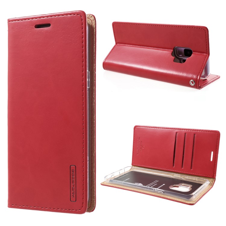 MERCURY GOOSPERY Blue Moon Leather Wallet Case for Samsung Galaxy S9 G960 - Red-1