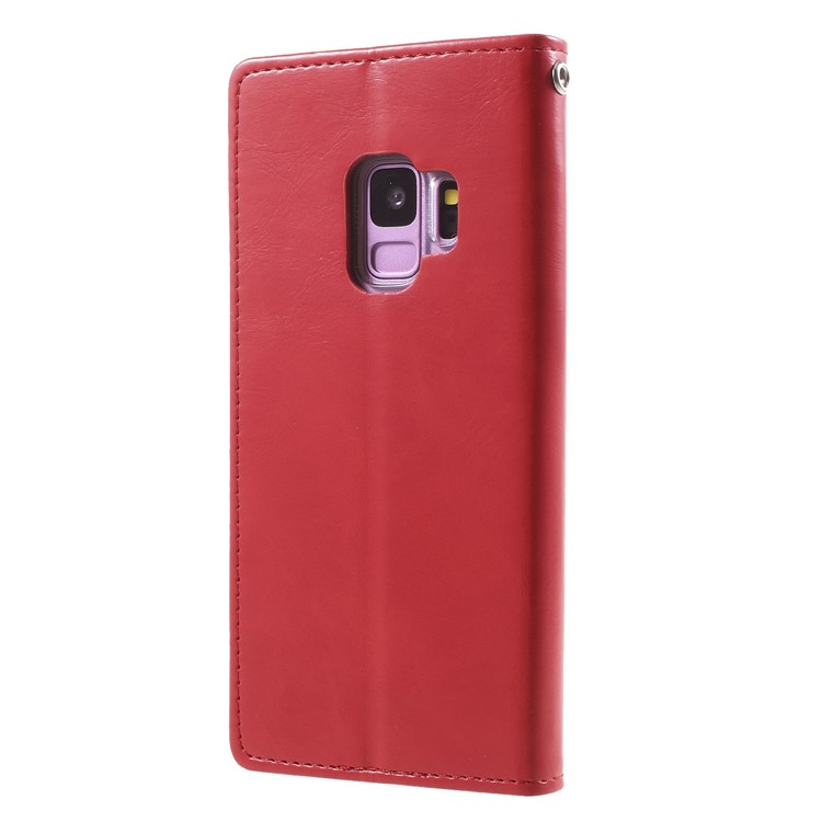 MERCURY GOOSPERY Blue Moon Leather Wallet Case for Samsung Galaxy S9 G960 - Red-2