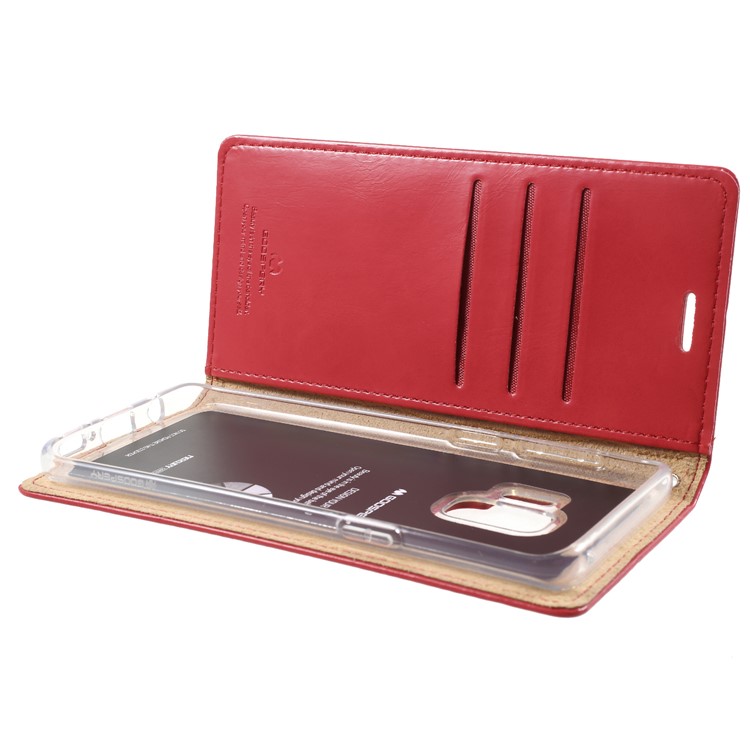 MERCURY GOOSPERY Blue Moon Leather Wallet Case for Samsung Galaxy S9 G960 - Red-6