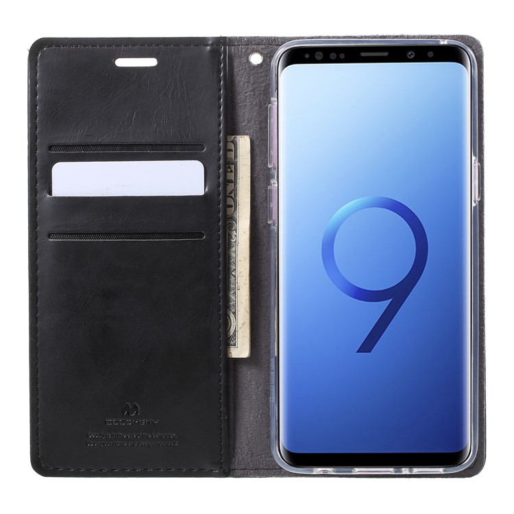 MERCURY GOOSPERY Blue Moon Leather Wallet Cover for Samsung Galaxy S9 G960 - Black-6
