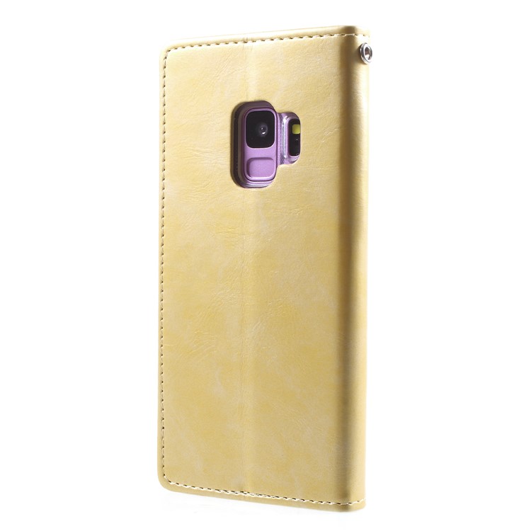 MERCURY GOOSPERY Blue Moon Leather Wallet Phone Cover for Samsung Galaxy S9 G960 - Gold-2