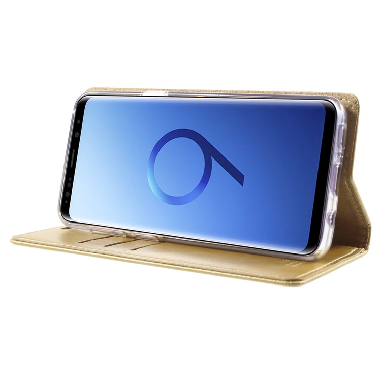 MERCURY GOOSPERY Blue Moon Leather Wallet Phone Cover for Samsung Galaxy S9 G960 - Gold-4