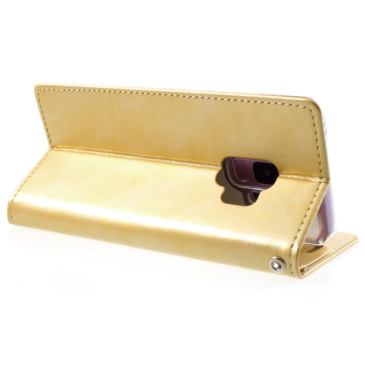 MERCURY GOOSPERY Blue Moon Leather Wallet Phone Cover for Samsung Galaxy S9 G960 - Gold-5