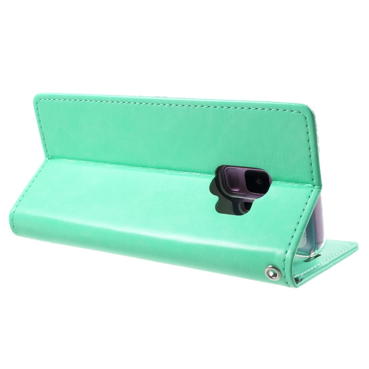 MERCURY GOOSPERY Blue Moon Leather Stand Mobile Case for Samsung Galaxy S9 G960 - Cyan-5