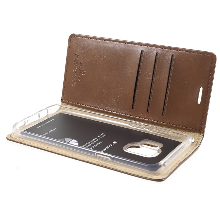 MERCURY GOOSPERY Blue Moon Leather Stand Case Accessory for Samsung Galaxy S9 G960 - Brown-6