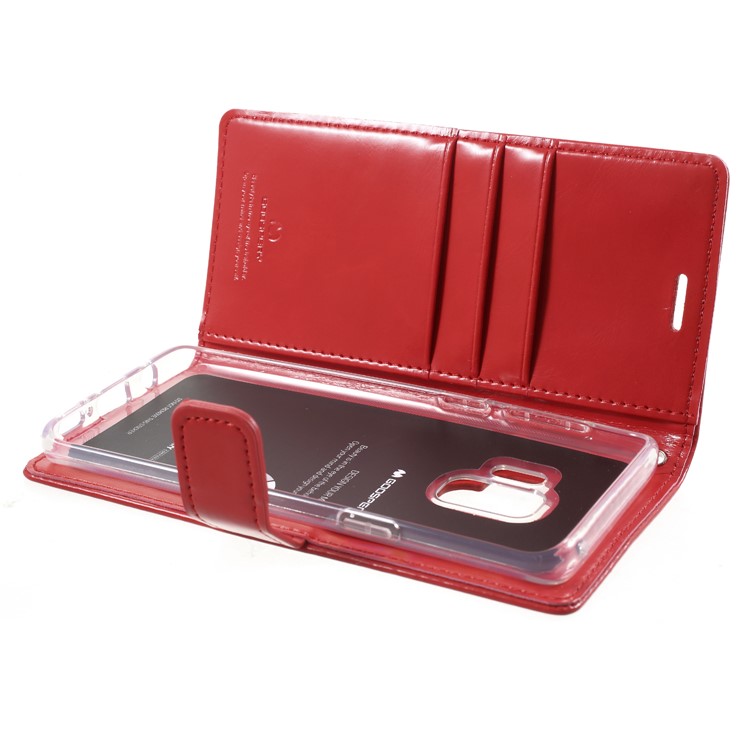 MERCURY GOOSPERY Blue Moon Stand Wallet Leather Case for Samsung Galaxy S9 SM-G960 - Red-6