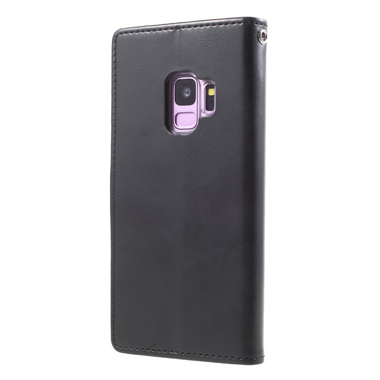 MERCURY GOOSPERY Blue Moon Wallet Stand Leather Cover for Samsung Galaxy S9 SM-G960 - Black-2