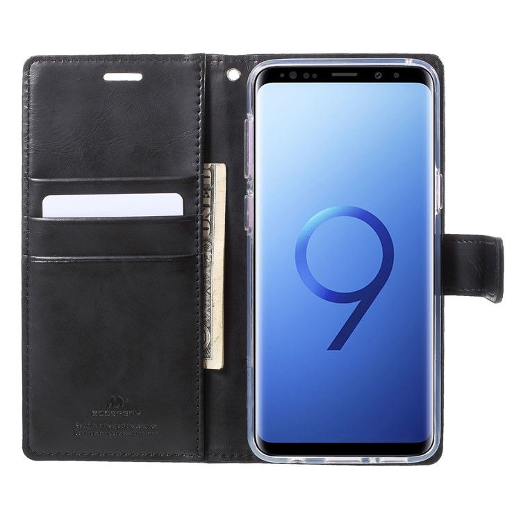 MERCURY GOOSPERY Blue Moon Wallet Stand Leather Cover for Samsung Galaxy S9 SM-G960 - Black-6
