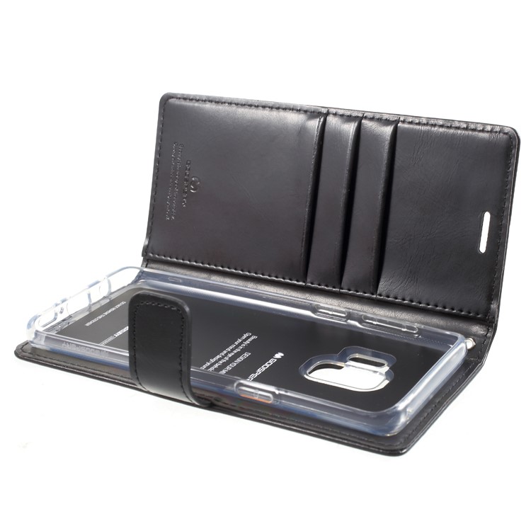 MERCURY GOOSPERY Blue Moon Wallet Stand Leather Cover for Samsung Galaxy S9 SM-G960 - Black-7