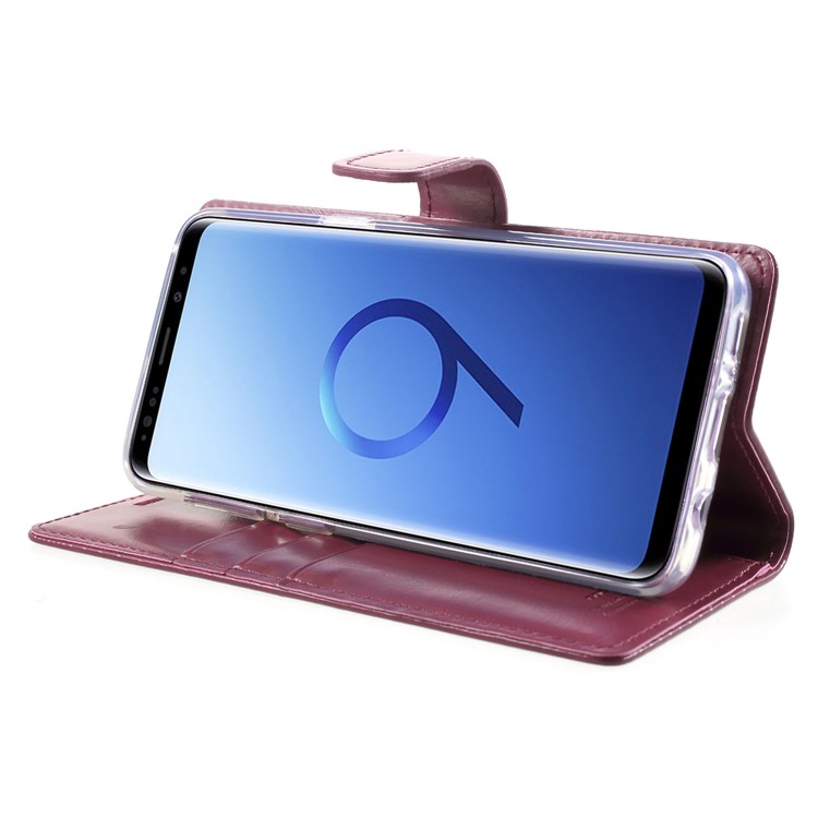MERCURY GOOSPERY Blue Moon Wallet Leather Shell for Samsung Galaxy S9 SM-G960 - Wine Red-4