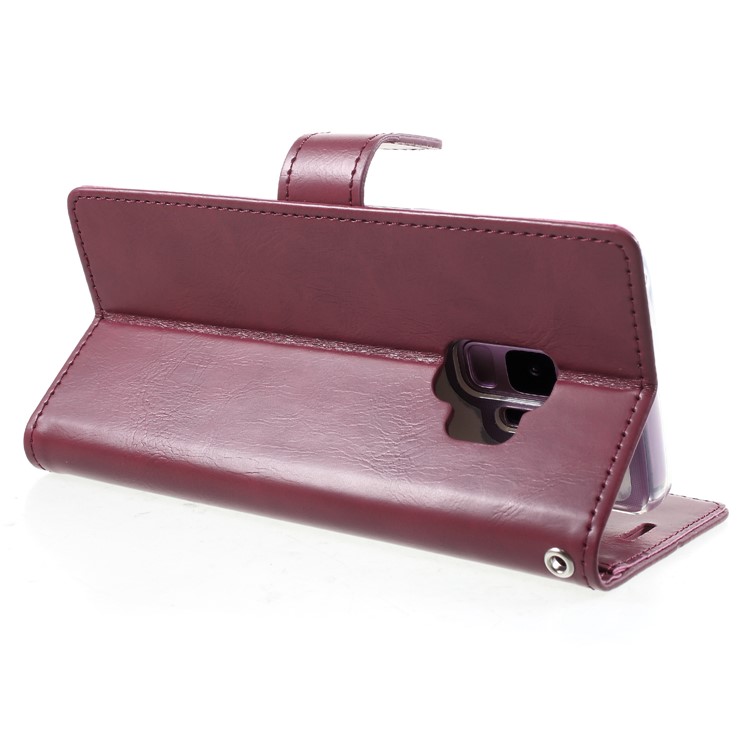 MERCURY GOOSPERY Blue Moon Wallet Leather Shell for Samsung Galaxy S9 SM-G960 - Wine Red-5