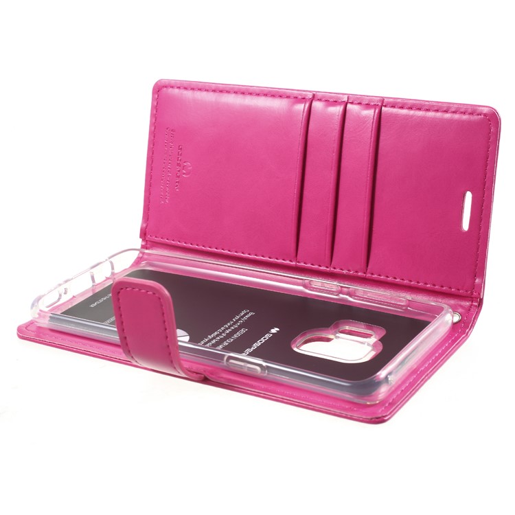 MERCURY GOOSPERY Blue Moon Leather Stand Wallet Phoen Casing for Samsung Galaxy S9 SM-G960 - Rose-6