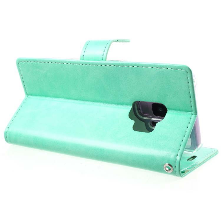 MERCURY GOOSPERY Blue Moon PU Leather Phone Case Accessory for Samsung Galaxy S9 SM-G960 - Cyan-5