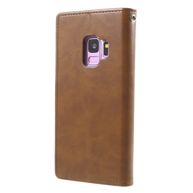 MERCURY GOOSPERY Blue Moon PU Leather Case Cover Shell for Samsung Galaxy S9 SM-G960 - Brown-2