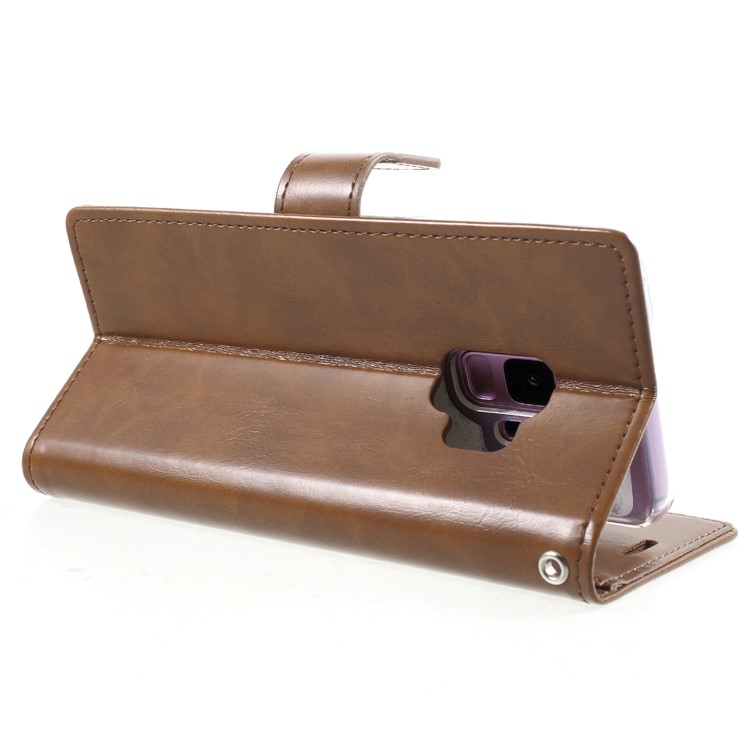 MERCURY GOOSPERY Blue Moon PU Leather Case Cover Shell for Samsung Galaxy S9 SM-G960 - Brown-5