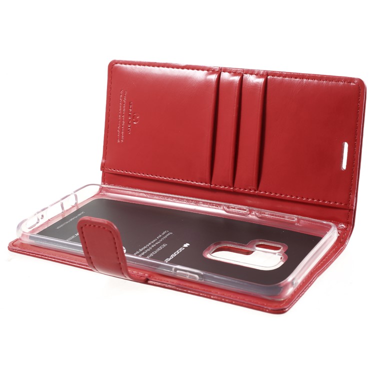 MERCURY GOOSPERY Blue Moon Stand Wallet Leather Case for Samsung Galaxy S9+ SM-G965 - Red-6