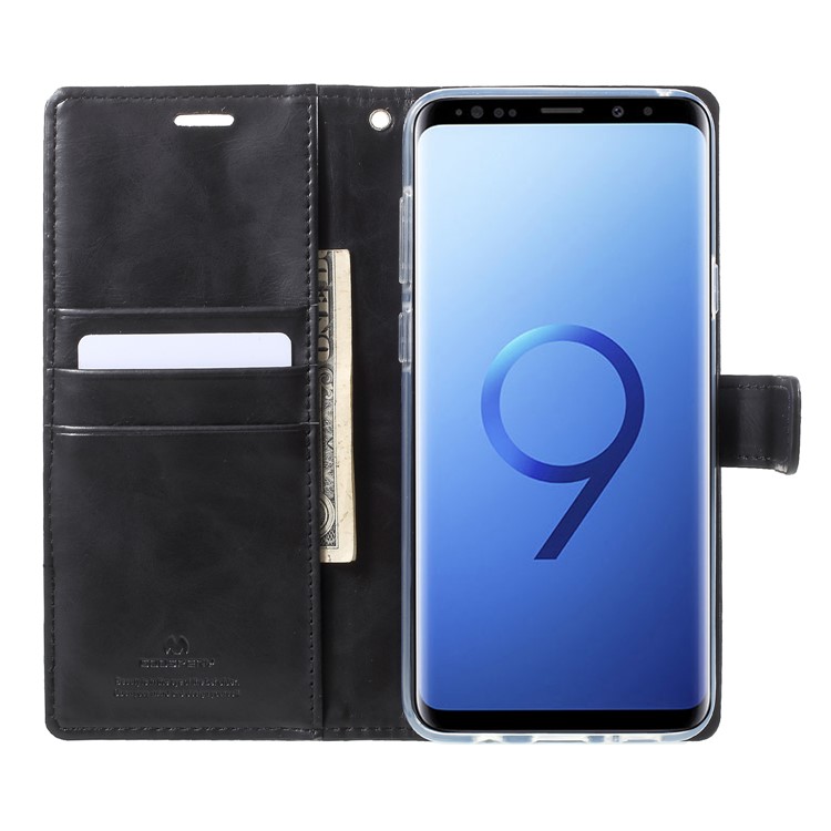 MERCURY GOOSPERY Blue Moon Stand Wallet Leather Cover for Samsung Galaxy S9+ SM-G965 - Black-6