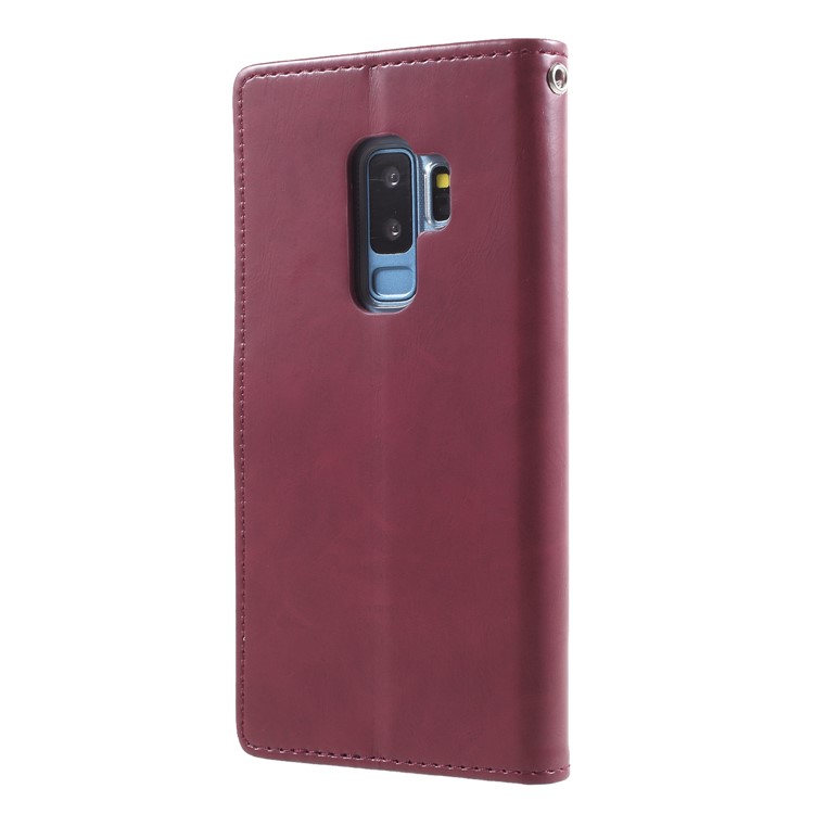 MERCURY GOOSPERY Blue Moon Stand Wallet Leather Shell for Samsung Galaxy S9+ SM-G965 - Wine Red-2