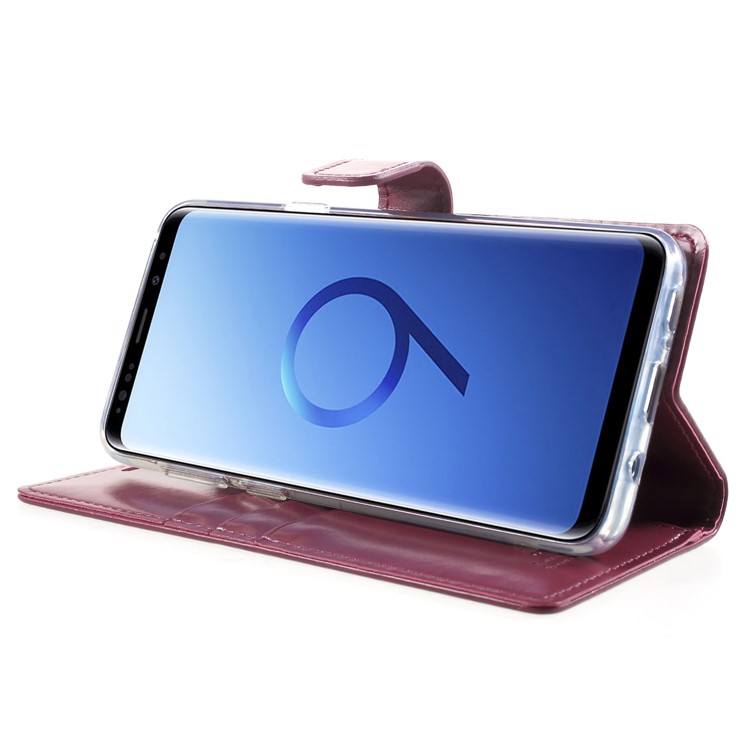 MERCURY GOOSPERY Blue Moon Stand Wallet Leather Shell for Samsung Galaxy S9+ SM-G965 - Wine Red-4