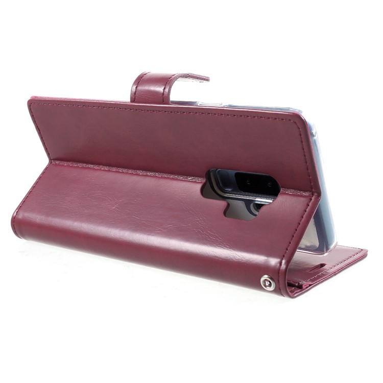 MERCURY GOOSPERY Blue Moon Stand Wallet Leather Shell for Samsung Galaxy S9+ SM-G965 - Wine Red-5