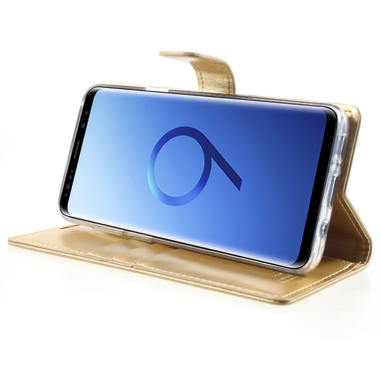 MERCURY GOOSPERY Blue Moon Stand Wallet Leather Mobile Phone Case for Samsung Galaxy S9 Plus SM-G965 - Gold-4
