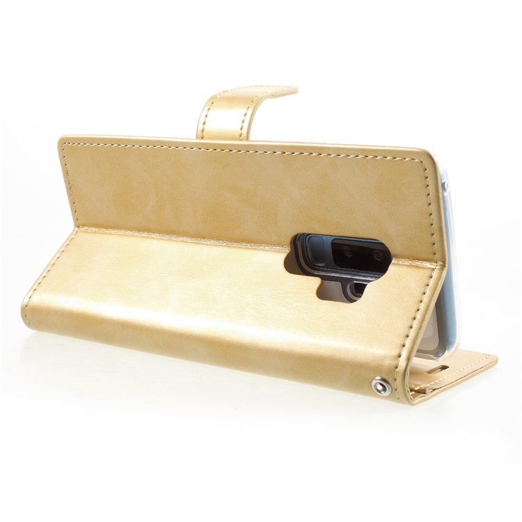 MERCURY GOOSPERY Blue Moon Stand Wallet Leather Mobile Phone Case for Samsung Galaxy S9 Plus SM-G965 - Gold-5