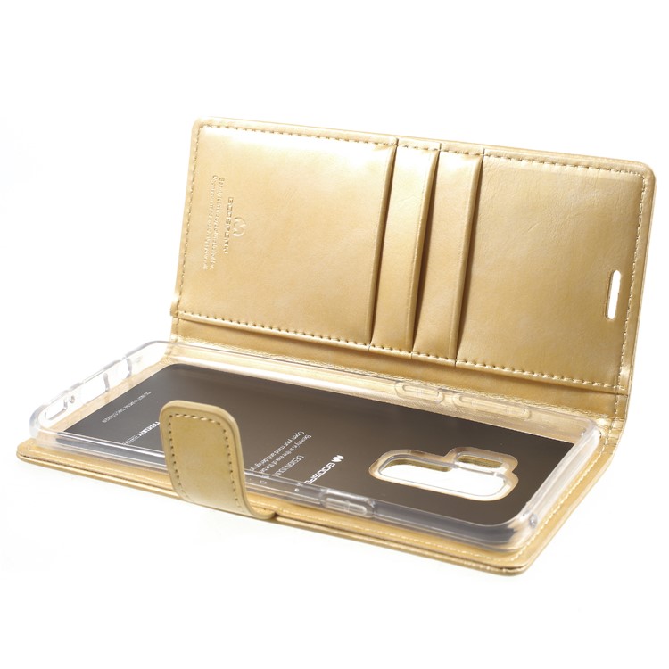 MERCURY GOOSPERY Blue Moon Stand Wallet Leather Mobile Phone Case for Samsung Galaxy S9 Plus SM-G965 - Gold-6