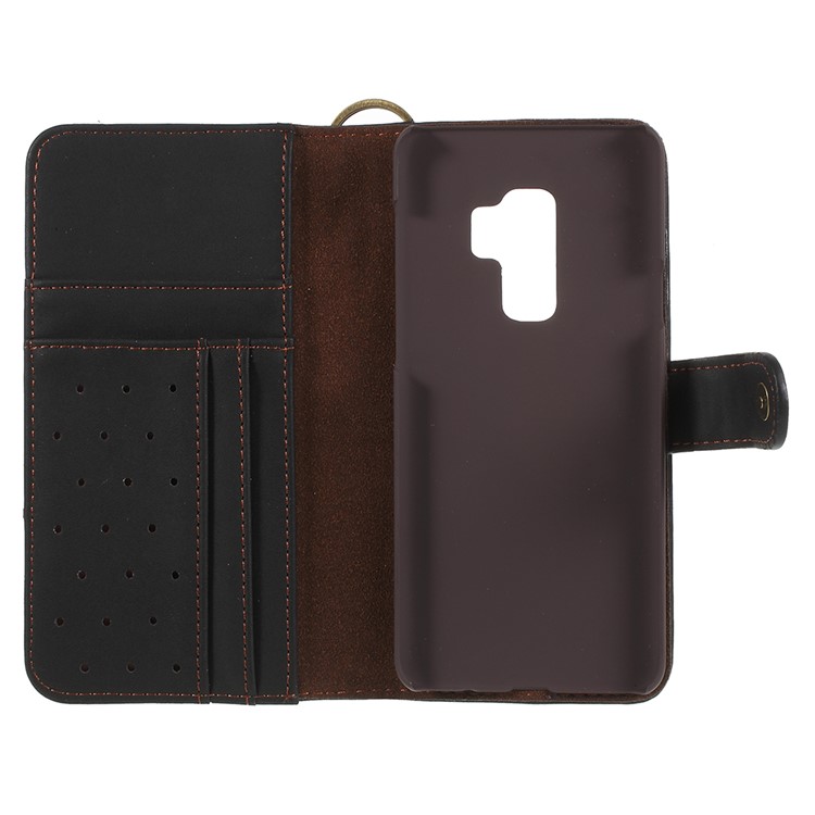 Genuine Leather Wallet Stand Phone Case for Samsung Galaxy S9+ G965 - Black-9