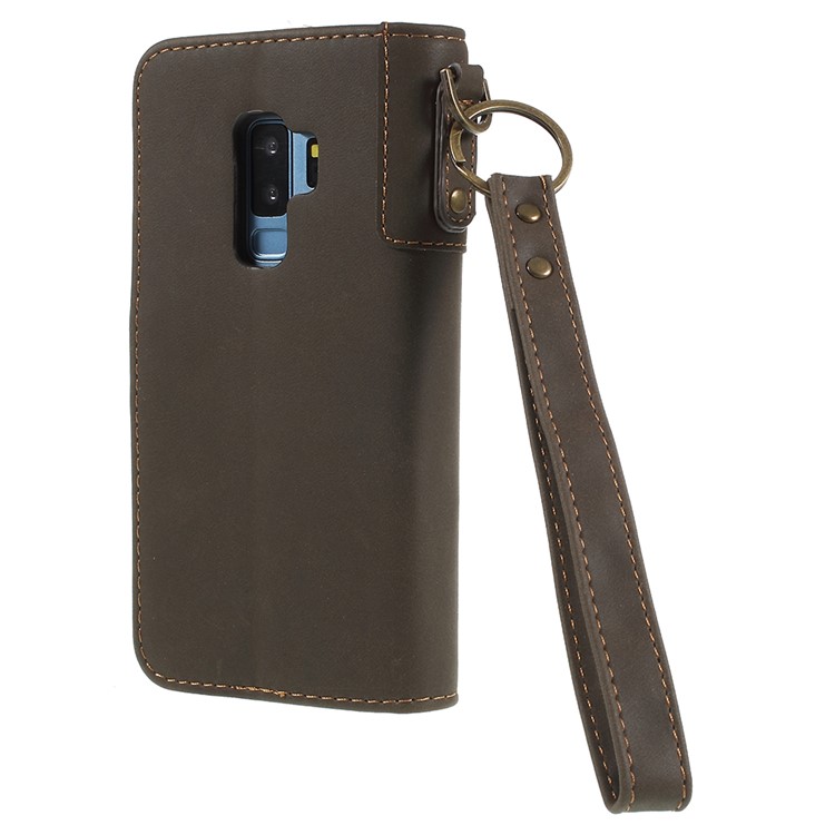 Genuine Leather Wallet Stand Phone Shell for Samsung Galaxy S9+ G965 - Green-3