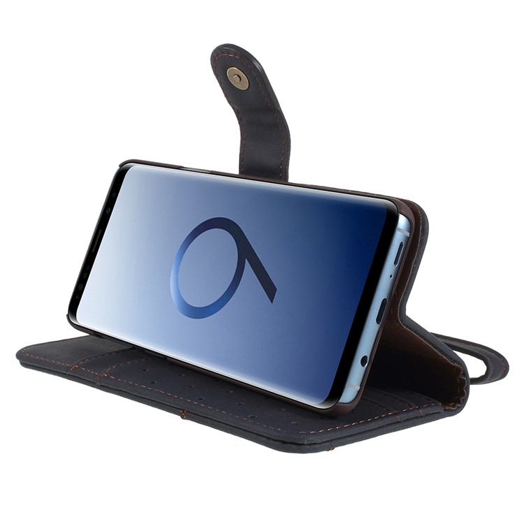 Cubierta Móvil Del Soporte De La Cartera Del Cuero Genuino Para La Galaxia S9 + G965 De Samsung - Azul-4