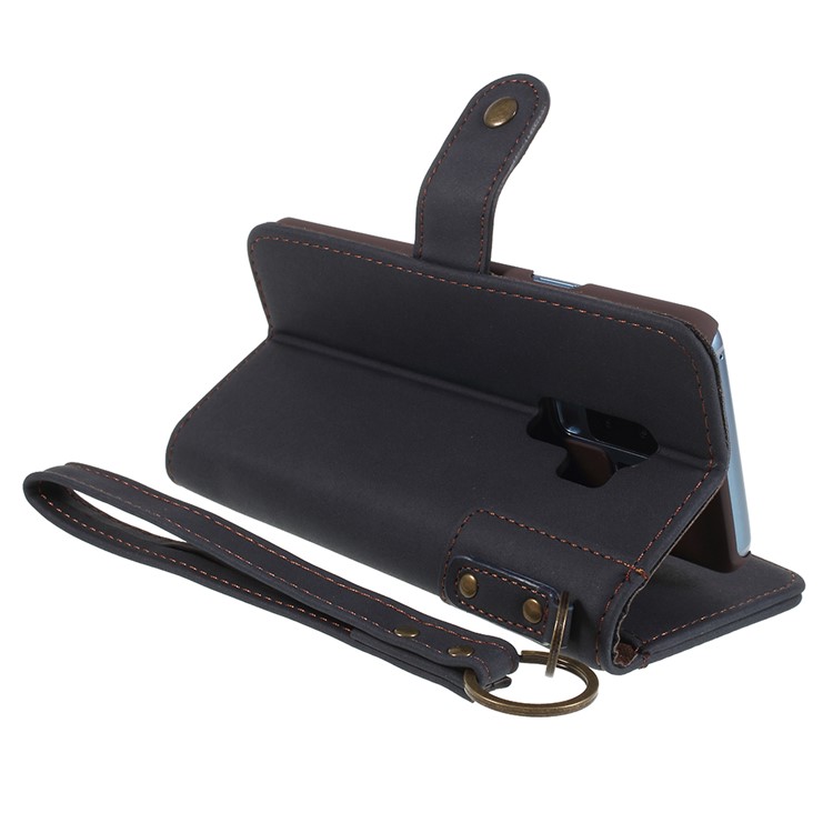 Cubierta Móvil Del Soporte De La Cartera Del Cuero Genuino Para La Galaxia S9 + G965 De Samsung - Azul-5