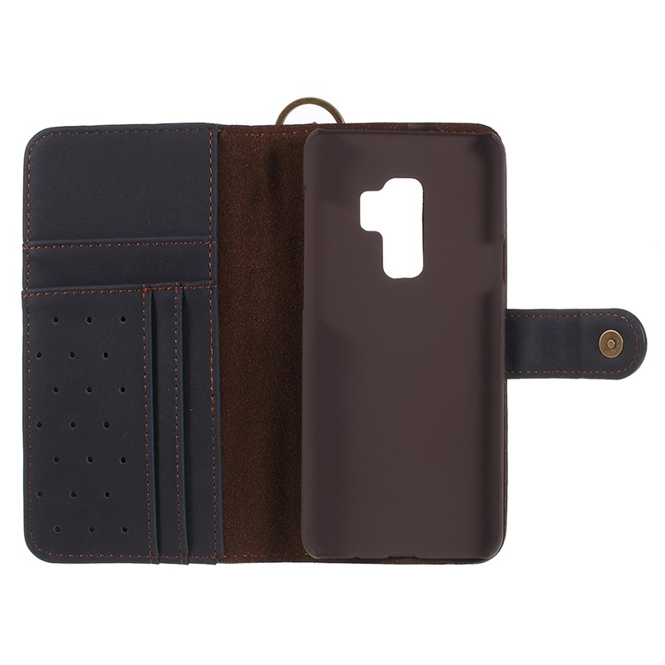 Cubierta Móvil Del Soporte De La Cartera Del Cuero Genuino Para La Galaxia S9 + G965 De Samsung - Azul-7