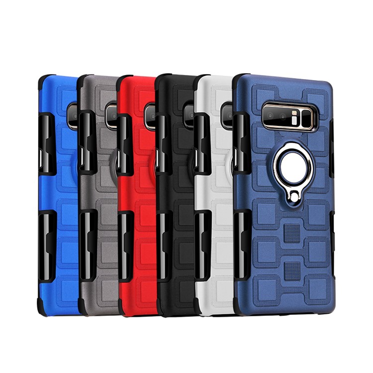 Geometric Pattern Magnetic Car Mount Ring Holder TPU PC Hybrid Case with Belt Clip for Samsung Galaxy Note 8 SM-N950 - Black-2