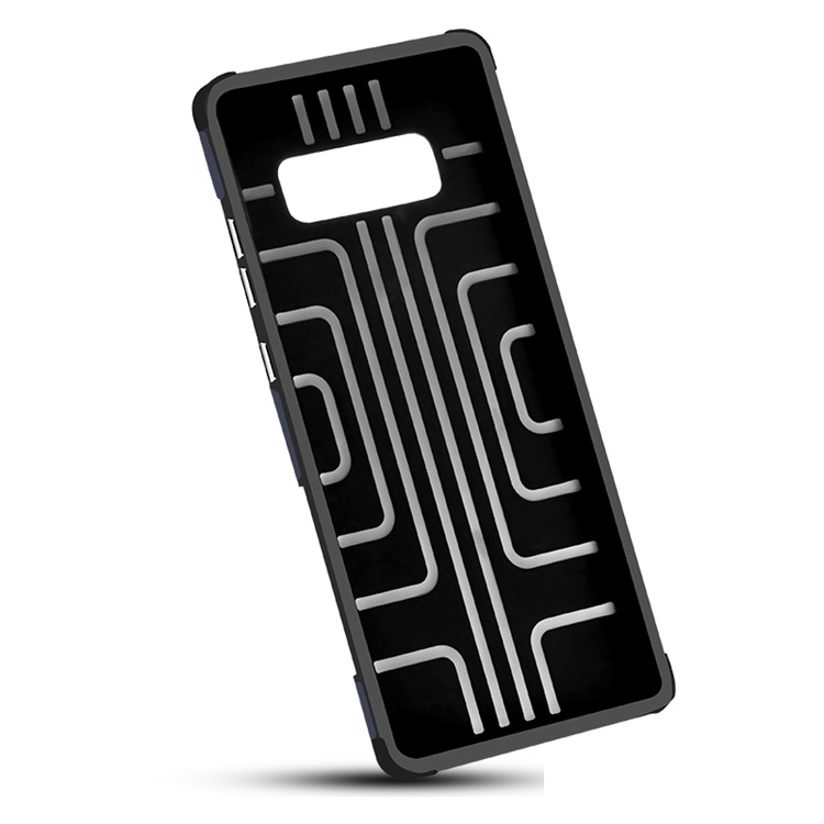 Geometric Pattern Magnetic Car Mount Ring Holder TPU PC Hybrid Cell Phone Case with Belt Clip for Samsung Galaxy Note 8 SM-N950 - Dark Blue-4