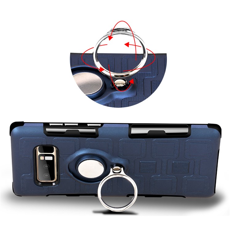 Geometric Pattern Magnetic Car Mount Ring Holder TPU PC Hybrid Cell Phone Case with Belt Clip for Samsung Galaxy Note 8 SM-N950 - Dark Blue-5